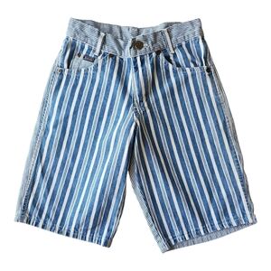 VTG Boys Striped Blue Denim Jean Shorts 25 waist size 10 H*I*S Brand